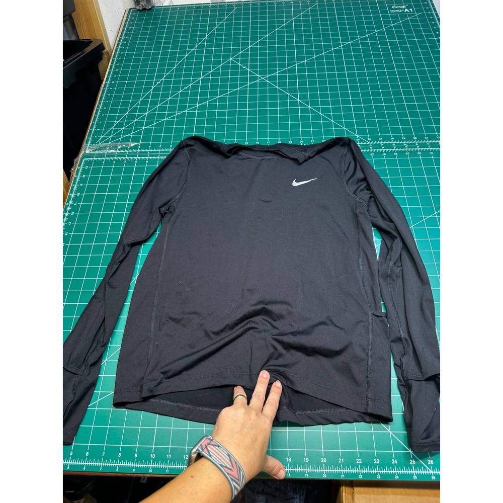 Nike Running Dri-FIT Long Sleeve Shirt Black Thumbhole Athletic Top Womens Small
